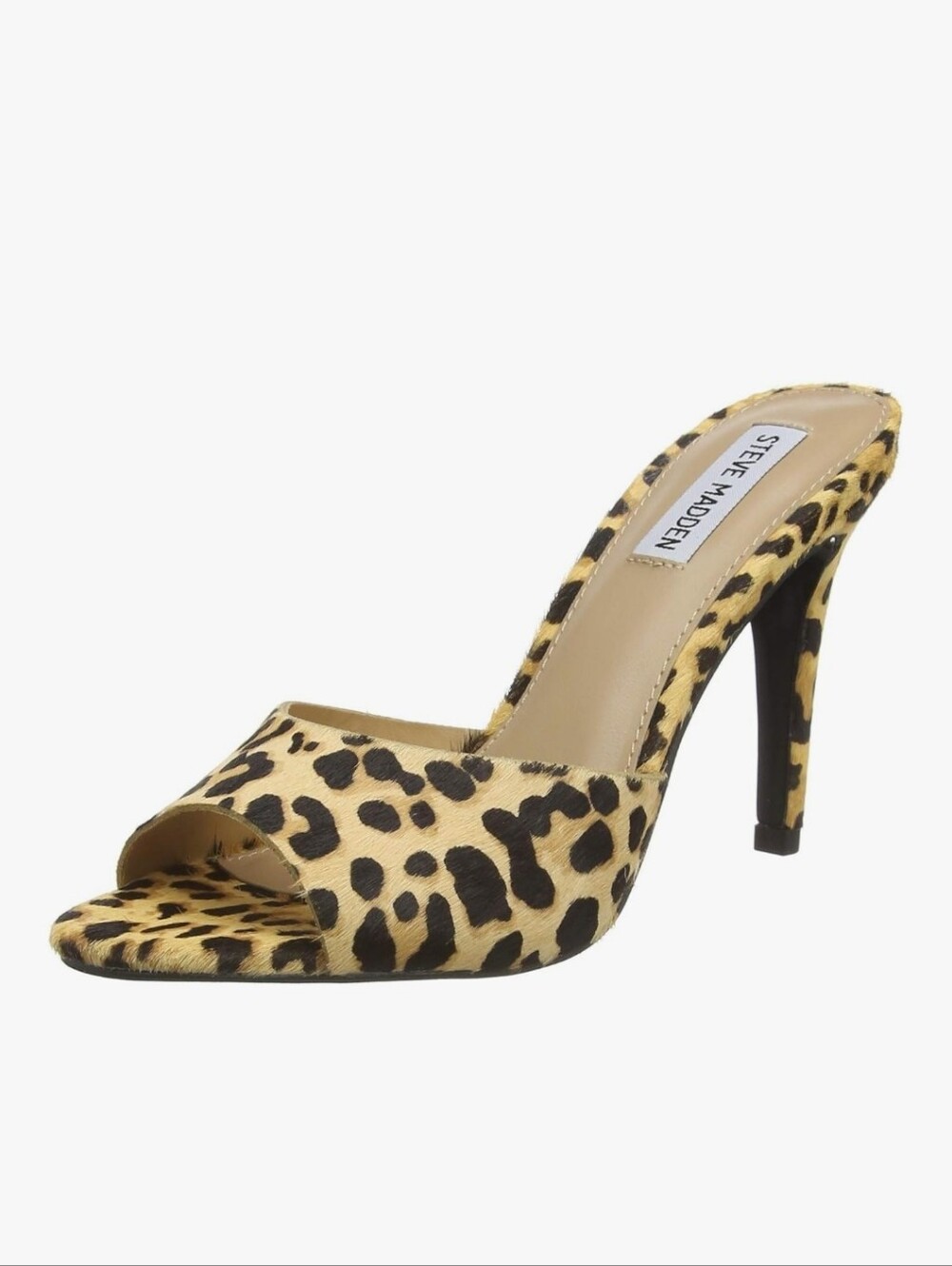 Steve Madden Leopard Print Open-Toe Mule in Yellow and Black